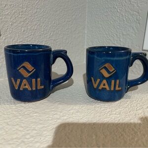 VAIL Ski Resort, Colorado - two mugs vintage style, ceramic, VAIL logo ⛷️